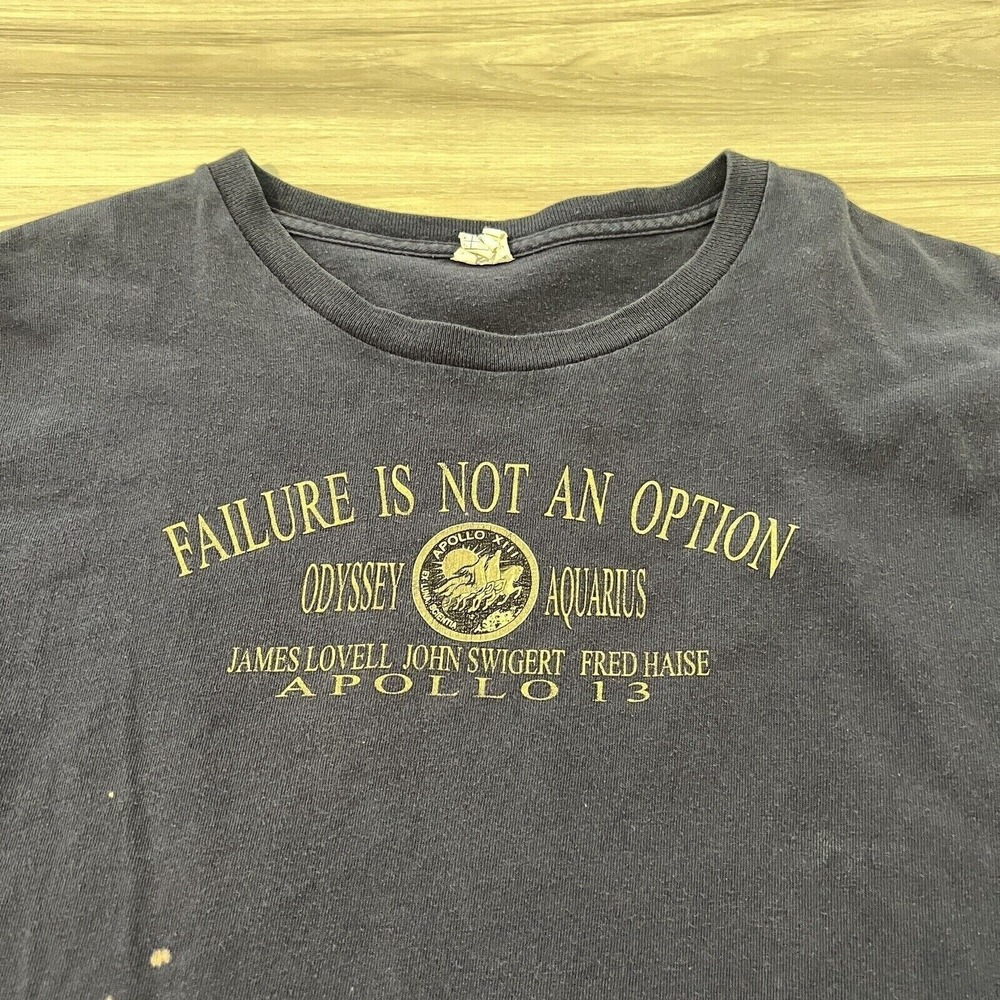 Vintage Apollo 13 Shirt Mens Large Blue Distressed Space Mission Graphic 90s - Picture 2 of 7